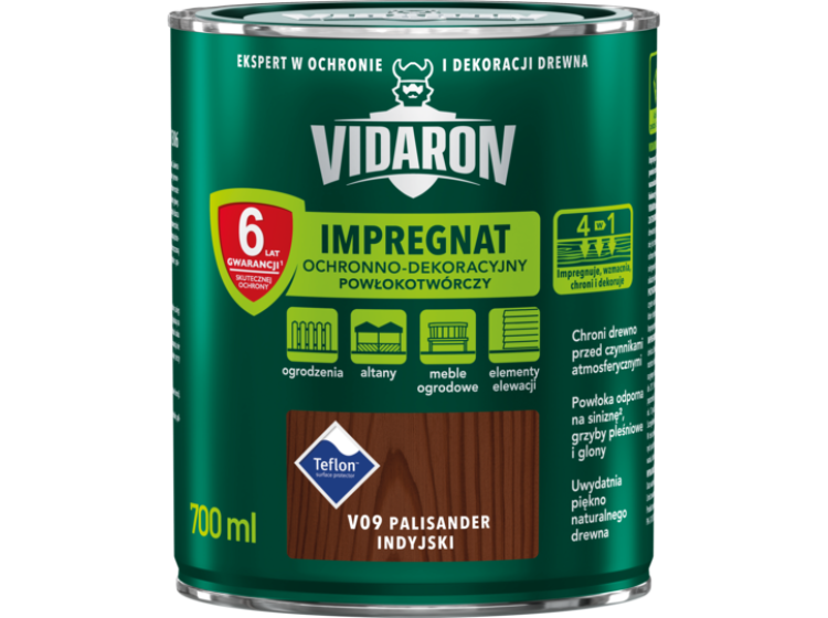 VIDARON Імпрегнат захист деревини V09 0,7л індійський полісандр УЦІНКА - зображення 1