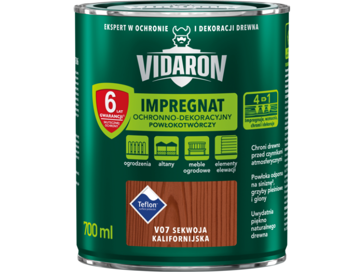 VIDARON Імпрегнат захист деревини V07 0,7л каліфорнійська секвоя УЦІНКА - зображення 1