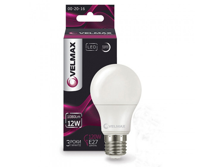 Лампа LED Velmax A60 12W E27 4100K 1080lm (21-11-46) - зображення 1