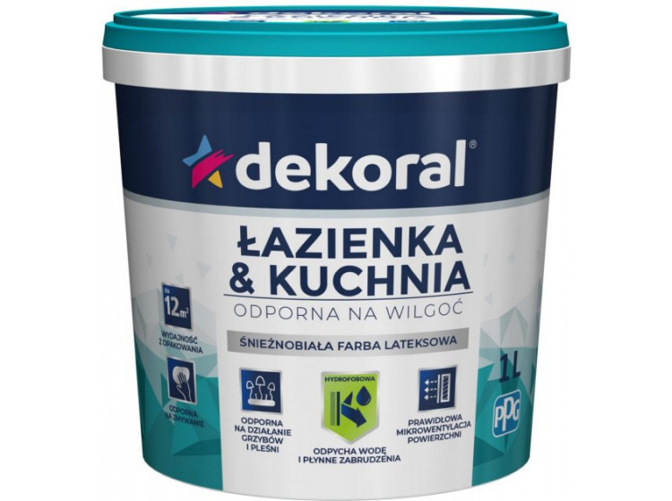 Латексна фарба DECORAL Кухня-Ванна MALENAIK PLUS біла 1л - зображення 1