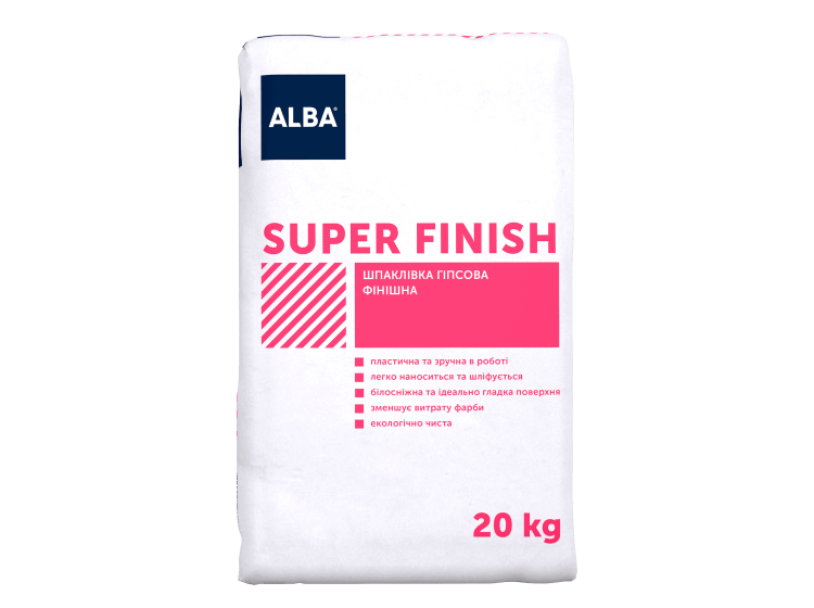 Альба шпаклівка гіпсова  фінішна"SUPER FINISH"  20кг - зображення 1