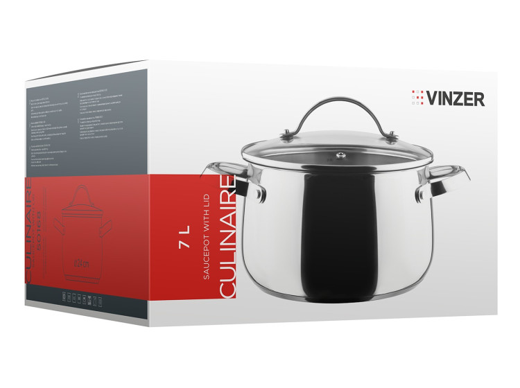 Каструля Culinaire series 24 см 7л Vinzer 50168\/89168 - зображення 6