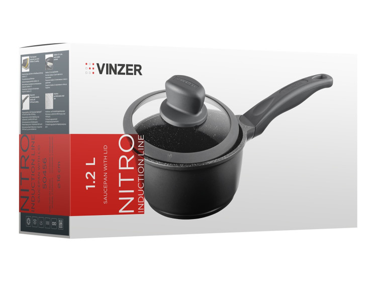 Сотейник з кришкою VINZER Nitro Induction Line 1,2 л Vinzer 50456 - зображення 3