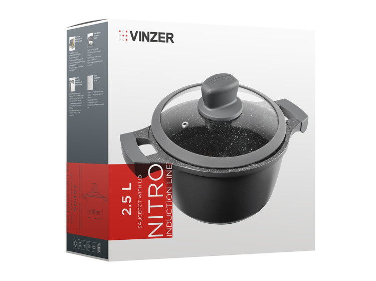 Каструля з кришкою VINZER Nitro Induction Line 2,5 л VINZER 50457 - зображення 3