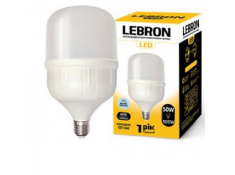 Лампа LED LEBRON L - A138 50W E27+Е40 6500K 4250Lm (11-18-27-1) - зображення 1