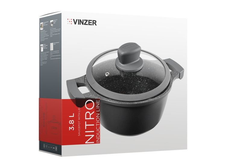 Каструля з кришкою Nitro Induction Line 3,8 л VINZER 50458 - зображення 3