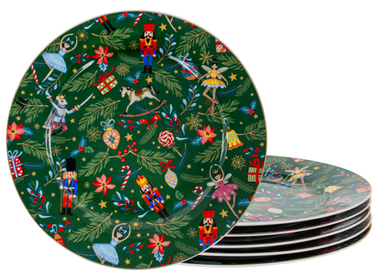 Набір тарілок "Green Christmas" 6 шт 27 см  (Ел-Д)\t\t\t\t\t\t\t\t\t\t\t 922-070 - зображення 1
