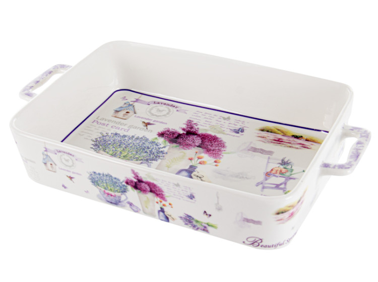 Блюдо з ручками "Лаванда" 32,6х19х6  (Ел-Д)\t\t\t\t\t\t\t\t\t\t\t\t\t\t\t 924-751 - зображення 1