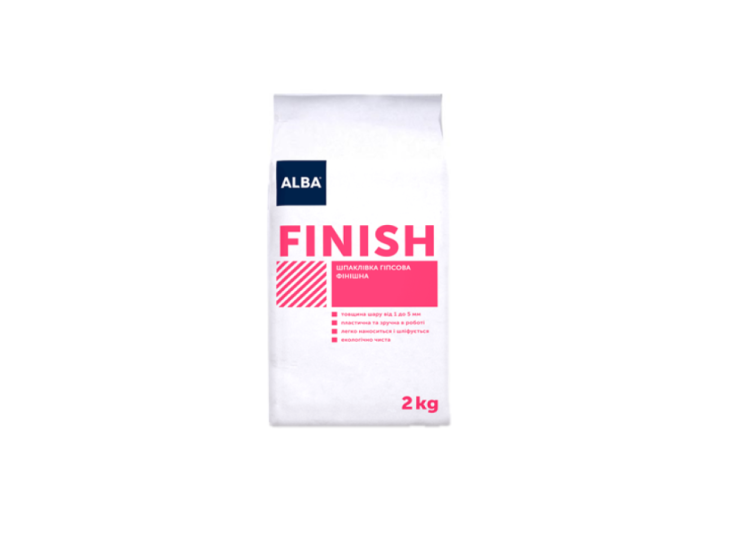 Альба шпаклівка гіпсова фінішна "FINISH" 2 кг - зображення 1