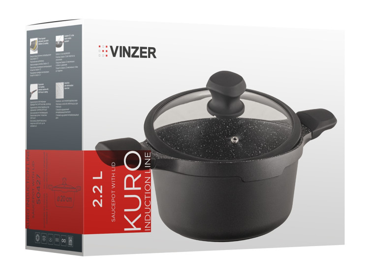 Каструля 2,2 л Kuro Induction Line 20 cm VINZER 50427 - зображення 3