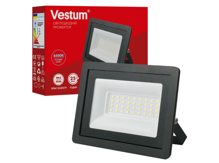 Прожектор LED Vestum 30W 2 400Лм 6500K 185-265V IP65 \/\/ 1-VS-3015 - зображення 1