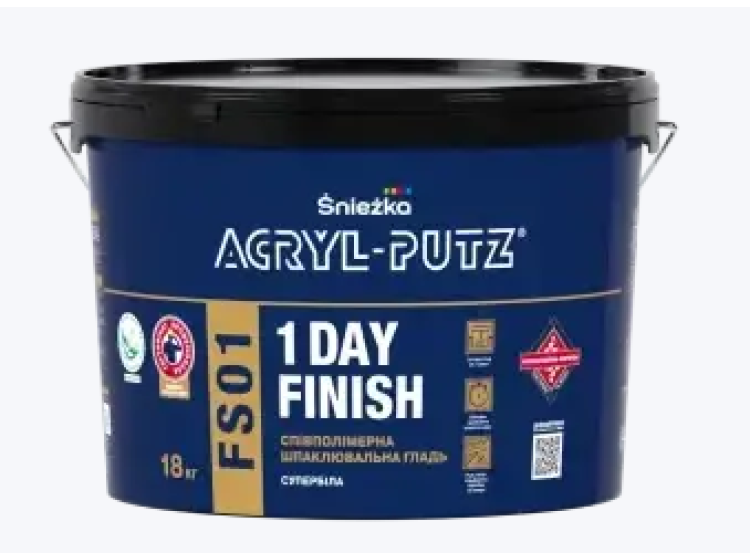 Шпаклівка Акріл-путц-фініш FS01 1 DAY FINISH 18 кг - зображення 1