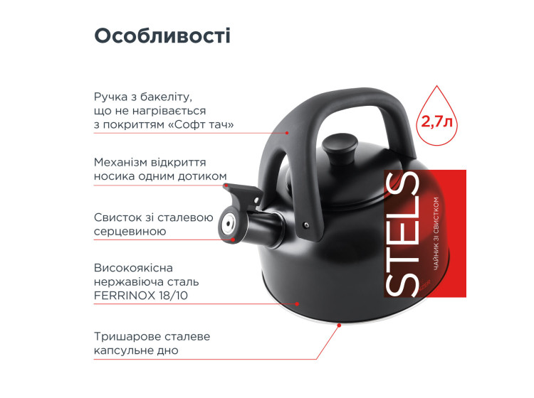 Чайник Vinzer STELS 2,7 л   50005 - зображення 3