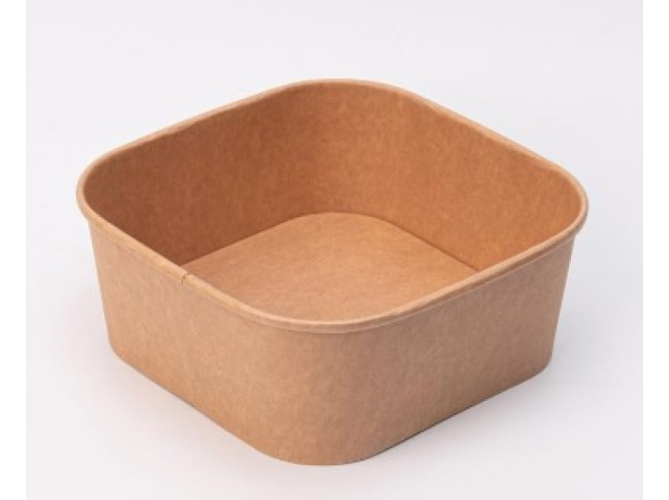 Салатник квадрат екокрафт (1300 мл) 300g Kraft paper + 15PE (ПК) - зображення 1