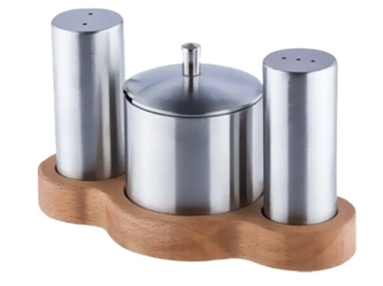 VARAN Набір для солі та перц. дерев. підст. 18\/10  VABT-2003 - зображення 1