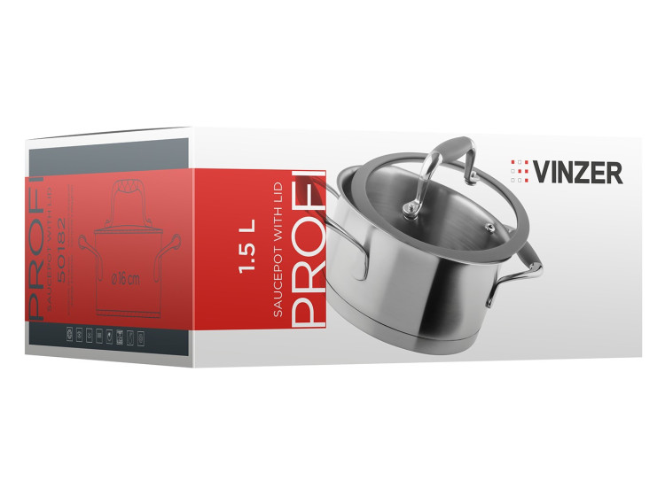 Каструля  з кришкою Profi Series 16 см Vinzer 50182 - зображення 3