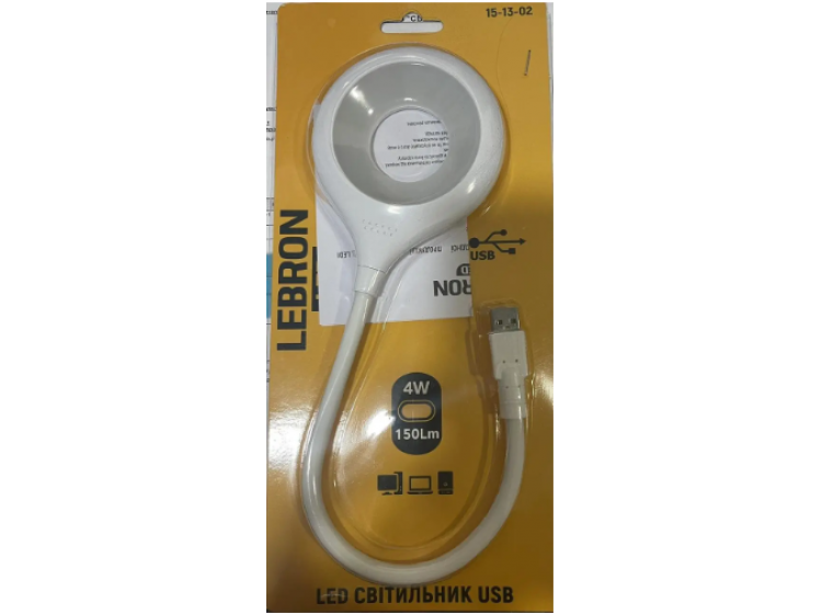 Світильник гнучкий LEBRON L-TL-L-02, 4 W, 4100K, USB (15-13-02) - зображення 1