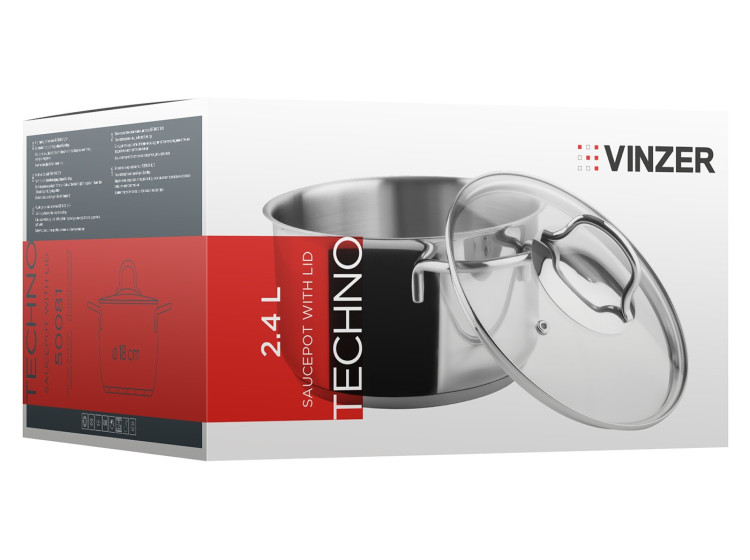 Кастрюля з кришкою Techno Series 18см Vinzer 50081\/89081 - зображення 3