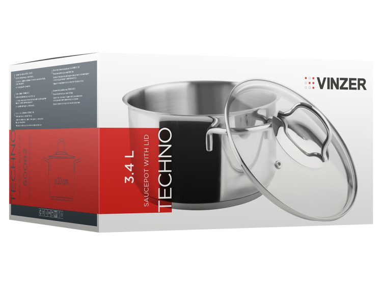 Кастрюля з кришкою Techno Series 20см Vinzer 50082\/89082 - зображення 3