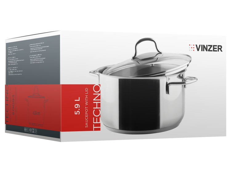 Кастрюля з кришкою Techno Series 24см Vinzer 50083\/89083 - зображення 3