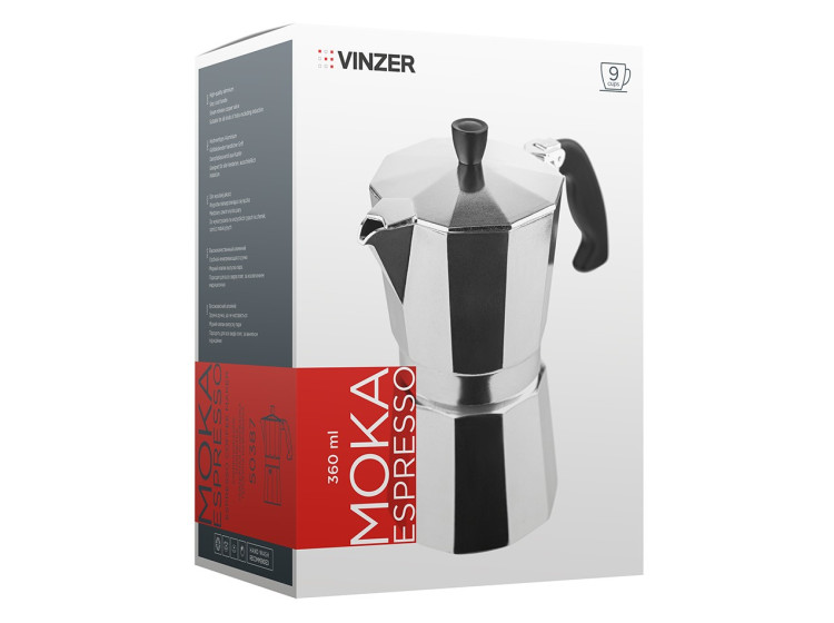 Кавоварка гейзерна алюміній 9чаш. Vinzer 50387\/89387 - зображення 3