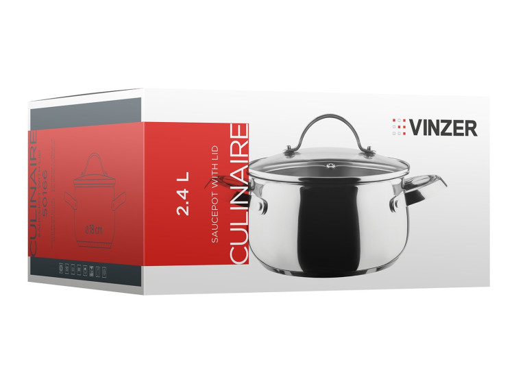 Каструля з кришкою Culinaire series 18 см 2.4л Vinzer 50166\/89166 - зображення 6