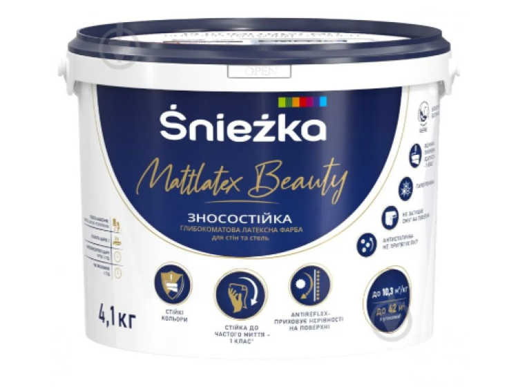 Фарба латексна біла матова Sniezka MAТТLATEX BEAUTY 3л\/4,1кг (Україна) (MOD) - зображення 1