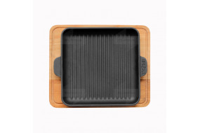 Сковорода чавунна порційна квадратна гриль з підставкою 180*180*25 мм HoReCa BRIZOLL H181825G-D