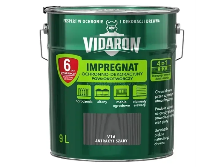 VIDARON Імпрегнат захист деревини V16 9л сірий антрацит - зображення 1