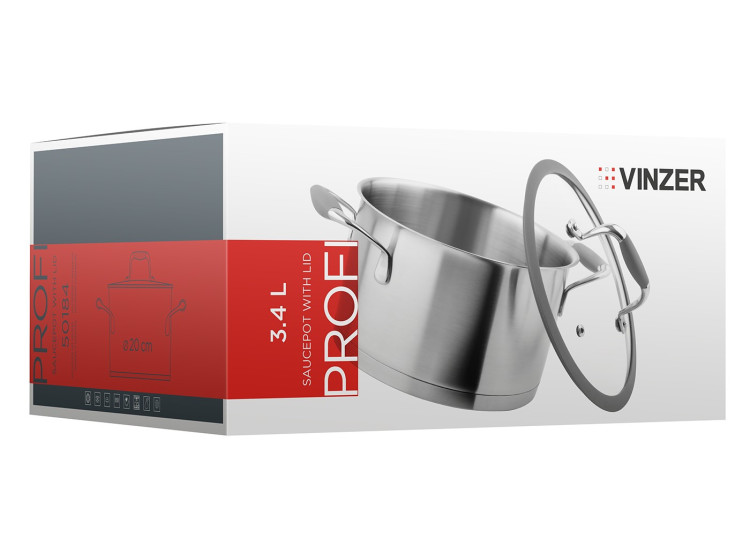 Каструля з кришкою Profi Series 20 см Vinzer 50184\/89184 - зображення 3