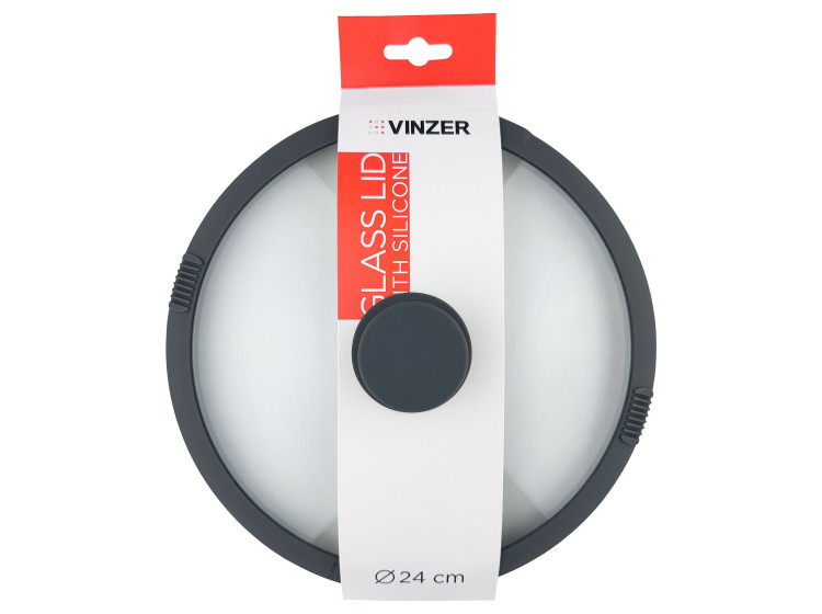 Кришка скляна з силіконовим обідком 24 см 50250\/89250 Vinzer - зображення 4