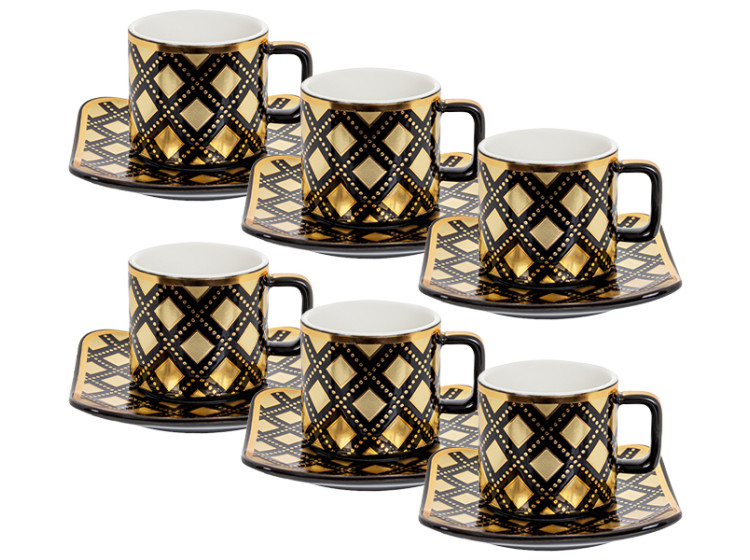 Кавовий набір 12 пр. 120 мл чорний із золотом  (Ел-Д)\t\t\t\t\t\t\t\t\t\t\t\t\t\t 926-018 - зображення 1