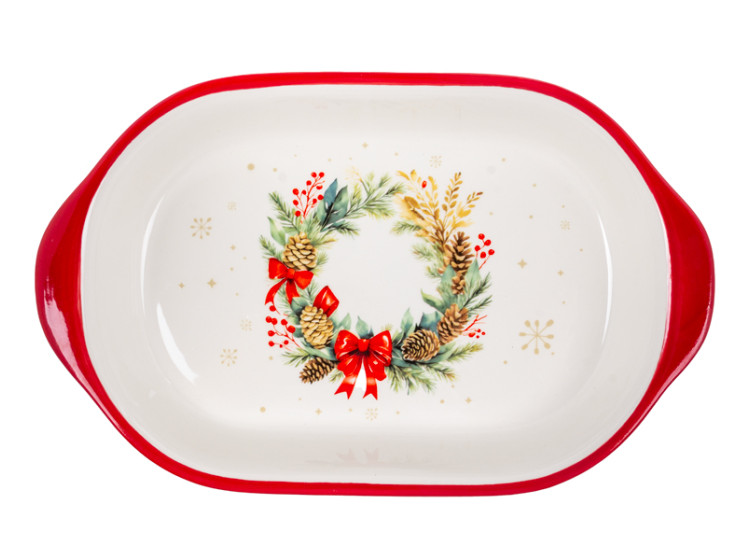 Блюдо для запікання  Різдвяний Вінок 29*18*4,5см 858-0169 - зображення 1