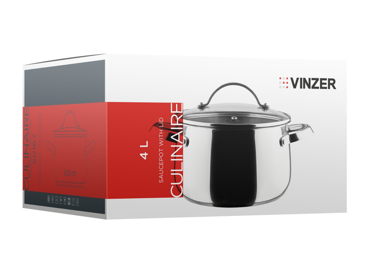 Каструля з кришкою Culinaire series 20 см 4л Vinzer 50167\/89167 - зображення 6