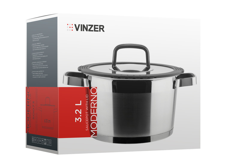 Кастрюля з кришкою   Moderno 20 см 3,2 л  VINZER  50073 - зображення 3