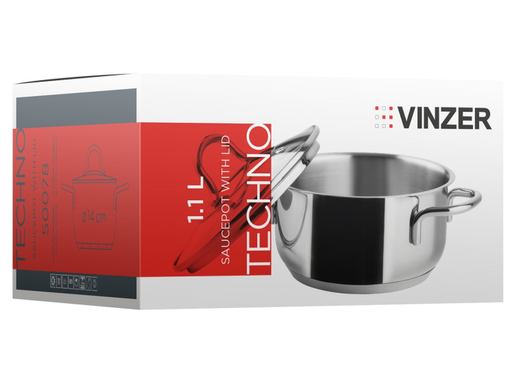 Каструля з кришкою Techno Series 14 см Vinzer 50078\/89078 - зображення 3