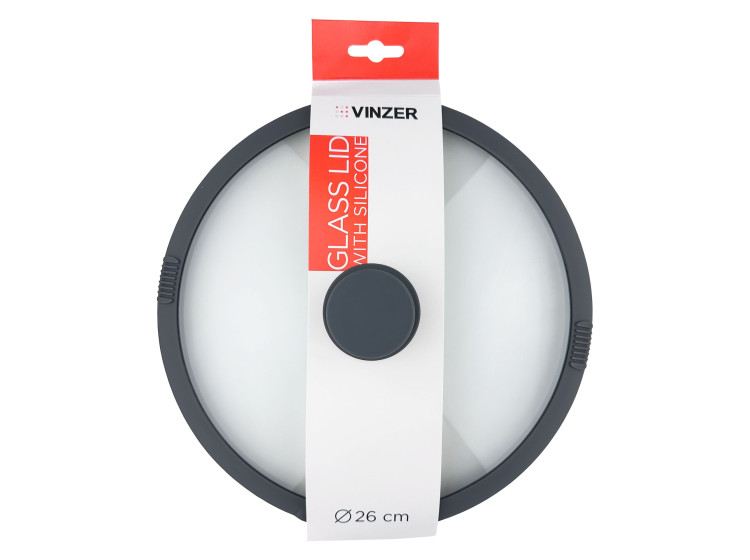 Кришка скляна з силіконовим обідком 26 см 50251\/89251 Vinzer - зображення 4