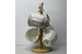 Набір 4-пр  кухлів  300 мл   на дерев. стійці (Корч)  PJ03173