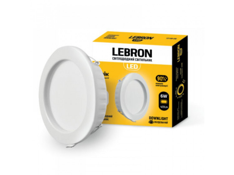 Світильник Lebron LED Врізний Круглий L-DR-941,9W 720lm 4100K (12-08-09) - зображення 1