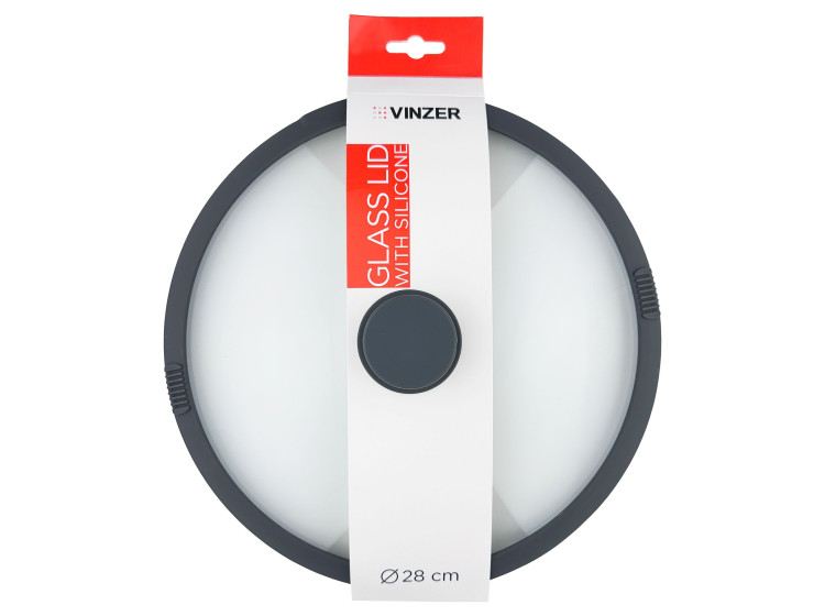 Кришка скляна з силіконовим обідком 28 см 50252\/89252 Vinzer - зображення 4