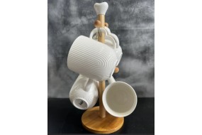 Набір 4 пр кухлів 340  мл на дер.стійці (Корч) PJ03443