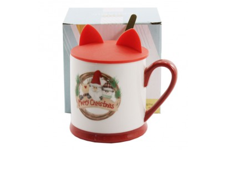 Чашка  фарф.  370 мл  Новорічна,  кол. кор. (Корч)  1002 - зображення 1