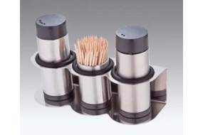 Набір для солі та перц. дерев. підст. та зубоч. пласт, та метал. VST-1600  VARAN