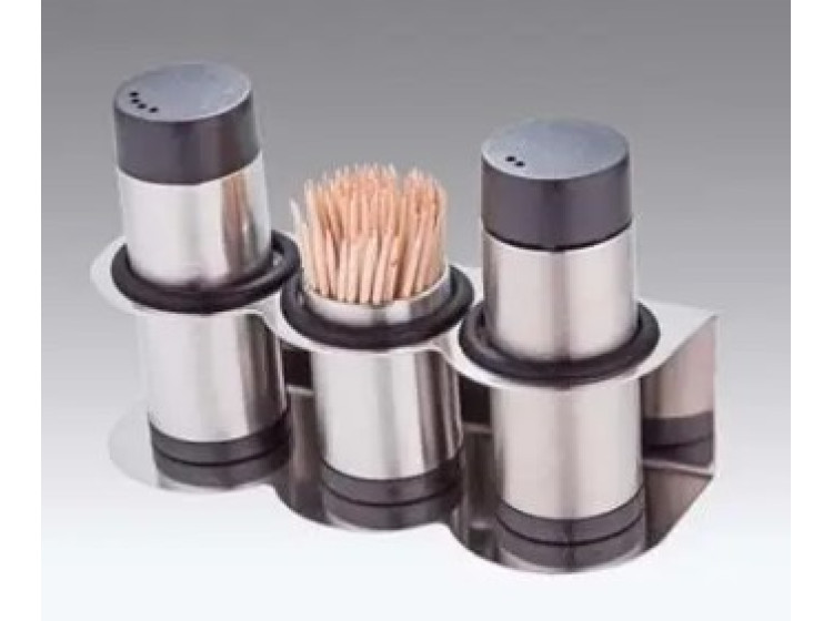 Набір для солі та перц. дерев. підст. та зубоч. пласт, та метал. VST-1600  VARAN - зображення 1