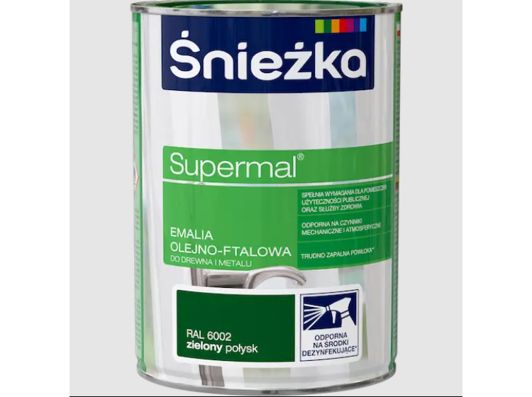 Емаль олійно-фталева Supermal Sniezka RAL 6002  зелена глянцева 0,8л (MOD) - зображення 1