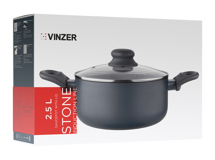 Каструля з кришкою 2.5л  VINZER Stone Induction Line  50445 - зображення 4