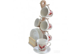 Набір чайний 12пр Village на дерев’яній підставці (6 чашок та 6 блюдець) TM Krauff 24-269-004