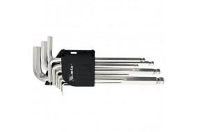 Набір ключів імбусових HEX, 1,5-10 мм, CrV, 9 шт, подовжені, сатин., з шаром// MTX 112339 (Н)