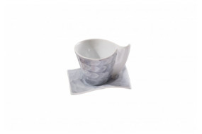 Чашка чайна з блюдцем (220мл) grey  (акварель) (Ал)F1190+F1191-D-3