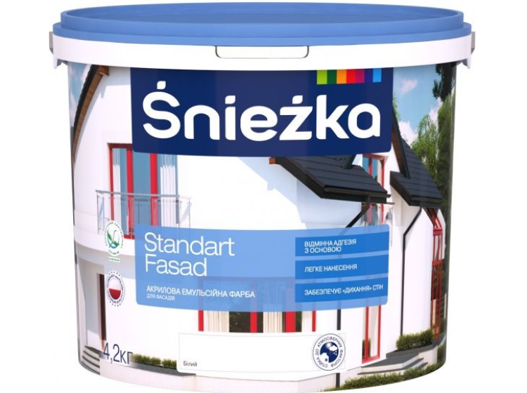 Фарба фасадна акрилова біла матова Sniezka STANDART 3л\/4,2кг (Україна) (MOD) - зображення 1